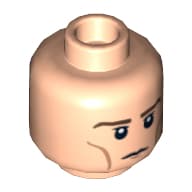 Minifig Head Legolas, Brown Eyebrows Neutral / Grimacing Print