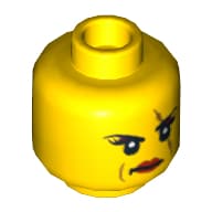 Minifig Head Ann Lee / Pirate, Dual Sided, Scar over Left Eye, Raised Eyebrow / Scowl Print [Hollow Stud]