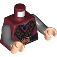 Torso, Robe, Leather Straps and Ornate Belt Buckle Print (Gimli), Dark Bluish Gray Arms, Light Nougat Hands