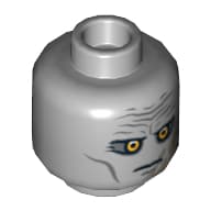 Minifig Head Darth Malgus, Yellow Eyes, Wrinkled Brow, Scar Print [Blocked Open Stud]