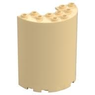 Cylinder Half 3 x 6 x 6 with 1 x 2 Cutout em Bege