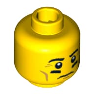 Minifig Head Football Player, Eyebrows, Cheek Lines and Black Underlined Eyes Print