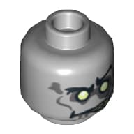 Minifig Head Zombie Groom, White Eyes, Yellowed Teeth, Angry Print [Hollow Stud]