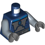Torso Armor Plates Dark Bluish Gray Print (Pre Vizsla), Sand Blue Arms, Dark Bluish Gray Hands