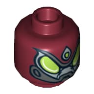 Minifig Head Beetle, Large Lime Eyes and Metal Jaw Print