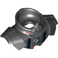 Minifig Neckwear Armor Shoulder Pads with Silver and Red Print