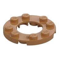 Plate Round 4 x 4 with 2 x 2 Round Opening em Nougat médio