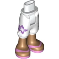Minidoll Hips and Cropped Trousers with Purple Flower, Medium Nougat Legs and Bright Pink Sandals Print