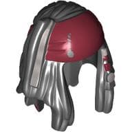 Hair Dreadlocks with Beads and Dark Red Bandana Print