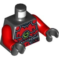 Torso, Armor and Silver Belt with Lime Swirl Medallion Print, Red Arms, Black Hands