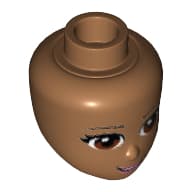 Minidoll Head, Brown Eyes, Bright Pink Lips and Open Mouth Print