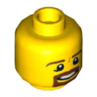 Minifig Head, Brown Beard and Eyebrows, Goatee, Pupils, Teeth Print