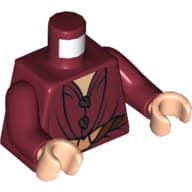 Torso, Elven Coat with Reddish Brown Leaf Buttons and Belt Print, Dark Red Arms, Light Nougat Hands