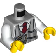 Torso, Shirt with Pinstriped Vest, Red Tie and Pocket Watch Print, White Arms, Yellow Hands
