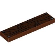Tile 1 x 4 with Wood Grain and 4 Nails Print