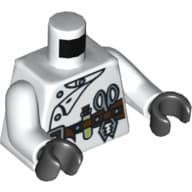 Torso, Lab Coat and Tool Belt Print (Scientist), White Arms, Black Hands