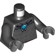 Torso Muscles and Chi Orb Print, Black Arms, Dark Bluish Gray Hands