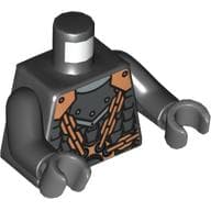 Torso Scale Mail, Copper Shoulder Armour and Chains Front and Back Print, Black Arms, Dark Bluish Gray Hands