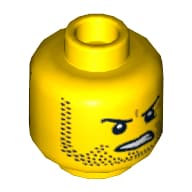 Minifig Head Billy Starbeam, Dual Sided, Beard Stubble, Determined / Breathing Apparatus Print [Hollow Stud]