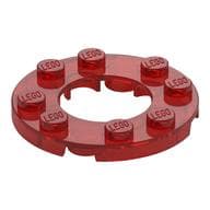 Plate Round 4 x 4 with 2 x 2 Round Opening em Vermelho translúcido
