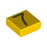 Tile 1 x 1 with Silver Number 7 Print em Amarelo