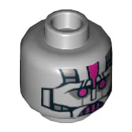 Minifig Head Kraang, Magenta Robot Eyes and Mouth, Metal Plates Print [Hollow Stud]