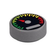 Tile Round 1 x 1 with Gauge and Red Pointer Print