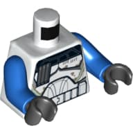 Torso Armor with Black Collar, Dirt Stains Print (Captain Rex Clone Wars), Blue Arms, Black Hands