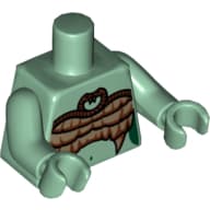 Torso Medusa Entwined Snakes, Scales and Fangs Bra Print, Sand Green Arms and Hands