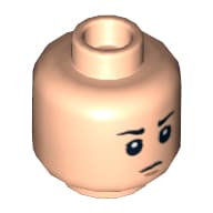 Minifig Head Boba Fett, Dual Sided, Eyebrows, Open Mouth Evil Grin / Closed Mouth Sad Print [Hollow Stud]