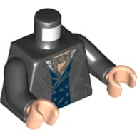 Torso, Jacket with Lapels, Dark Blue Vest and Dark Tan Ascot Print, Black Arms, Light Nougat Hands