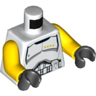 Torso, Armor Clone Trooper Commander Black Belt and Four Yellow Stars Print, Yellow Arms, Black Hands