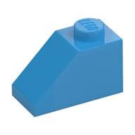 Brick Sloped 45° 2 x 1 with Bottom Pin em Celeste escuro