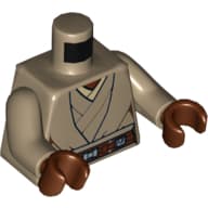 Torso Jedi Robe, Belt and Tan Undershirt Print (Stass Allie), Dark Tan Arms, Reddish Brown Hands