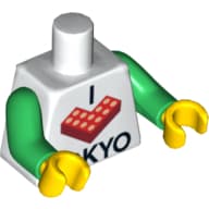 Torso I 'L Brick' TOKYO Print, Green Arms, Yellow Hands