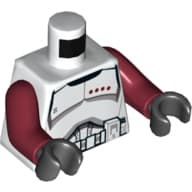 Torso Armor Clone Trooper Captain, Black Belt and Four Dark Red Stars Print, Dark Red Arms, Black Hands