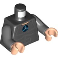 Torso Vest, Muscles with Blue Circle (Arc Reactor) Print, Dark Bluish Gray Arms, Light Nougat Hands