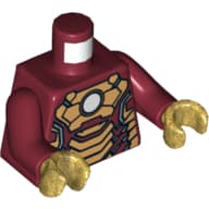 Torso Armor with White Circle and Gold Plates (Mark 42) Print, Dark Red Arms, Pearl Gold Hands