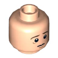 Minifig Head Frodo Baggins, Brown Eyebrows Worried / Angry Print