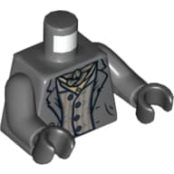 Torso, Jacket and Striped Shirt with Dark Tan Bandana Print, Dark Bluish Gray Arms, Black Hands em Cinza azulado escuro