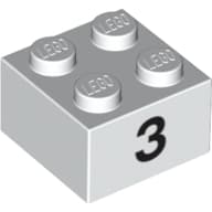 Brick 2 x 2 with Black "3" Print