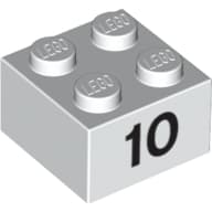 Brick 2 x 2 with Black "10" Print