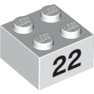 Brick 2 x 2 with Black "22" Print em Branco