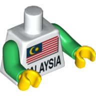 Torso, Malaysian Flag and 'MALAYSIA' Print, Green Arms, Yellow Hands