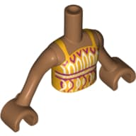 Minidoll Torso Girl with Bright Light Orange Halter Top with Red and White Print, Medium Nougat Arms and Hands