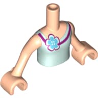 Minidoll Torso Girl with Light Aqua Top with Flower Print, Light Nougat Arms and Hands