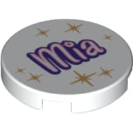 Tile Round 2 x 2 with 'Mia' and Gold Star Print