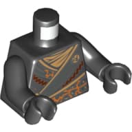 Torso, Robe with Gold Buckles and Earth Power Emblem Print, Black Arms and Hands