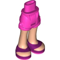 Minidoll Hips and Shorts with Light Nougat Legs and Magenta/Dark Pink Sandals Print