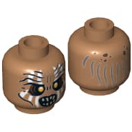 Minifig Head Orc, Painted Vertical Lines Print [Hollow Stud]
